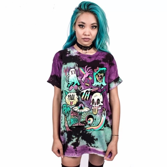 Tops - Dark Cartoon Tie-Dye Shirt